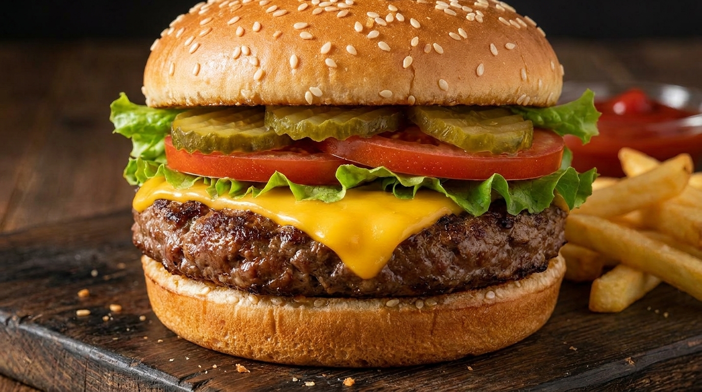 Klasyczny Amerykański Smash Burger z Roztopionym Cheddarem