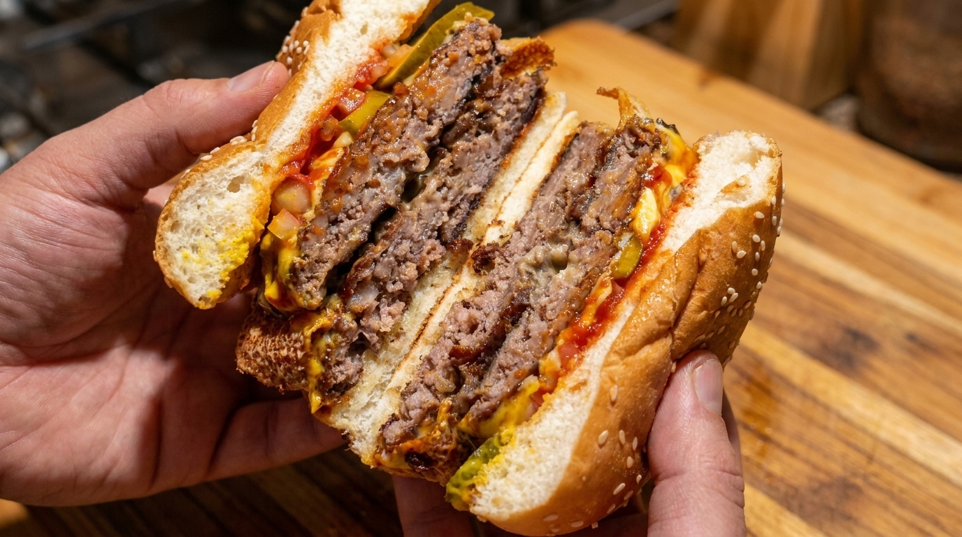 Klasyczny Double Cheese Beef Burger