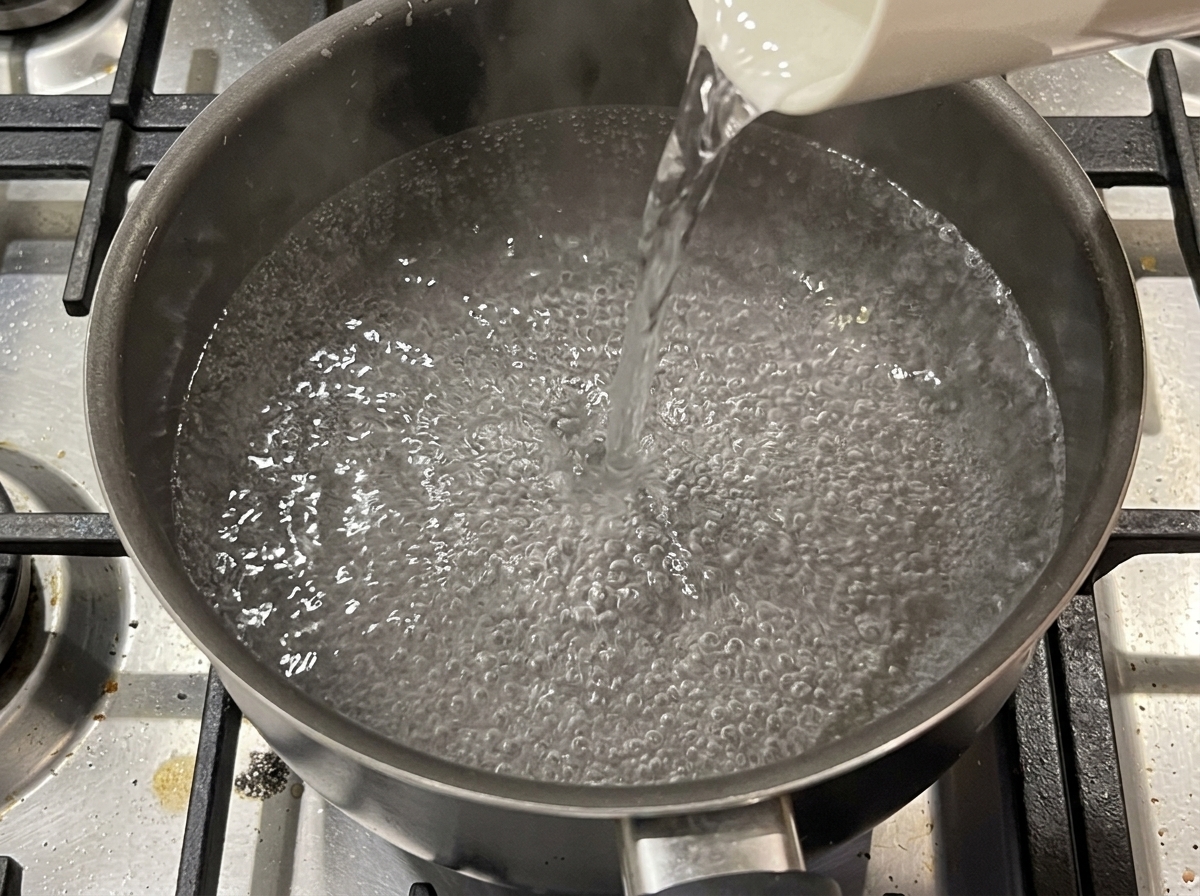Posiekany czosnek i papryczki chili podsmażane w wytopionym tłuszczu z boczku.