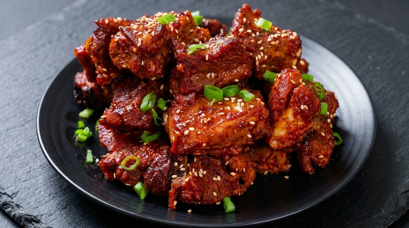 Koreańskie pikantne pieczone żeberka wieprzowe