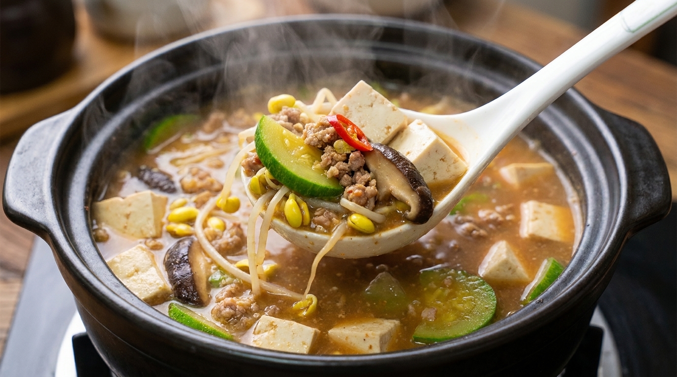 Autentyczna koreańska zupa z pastą sojową (Doenjang Jjigae)