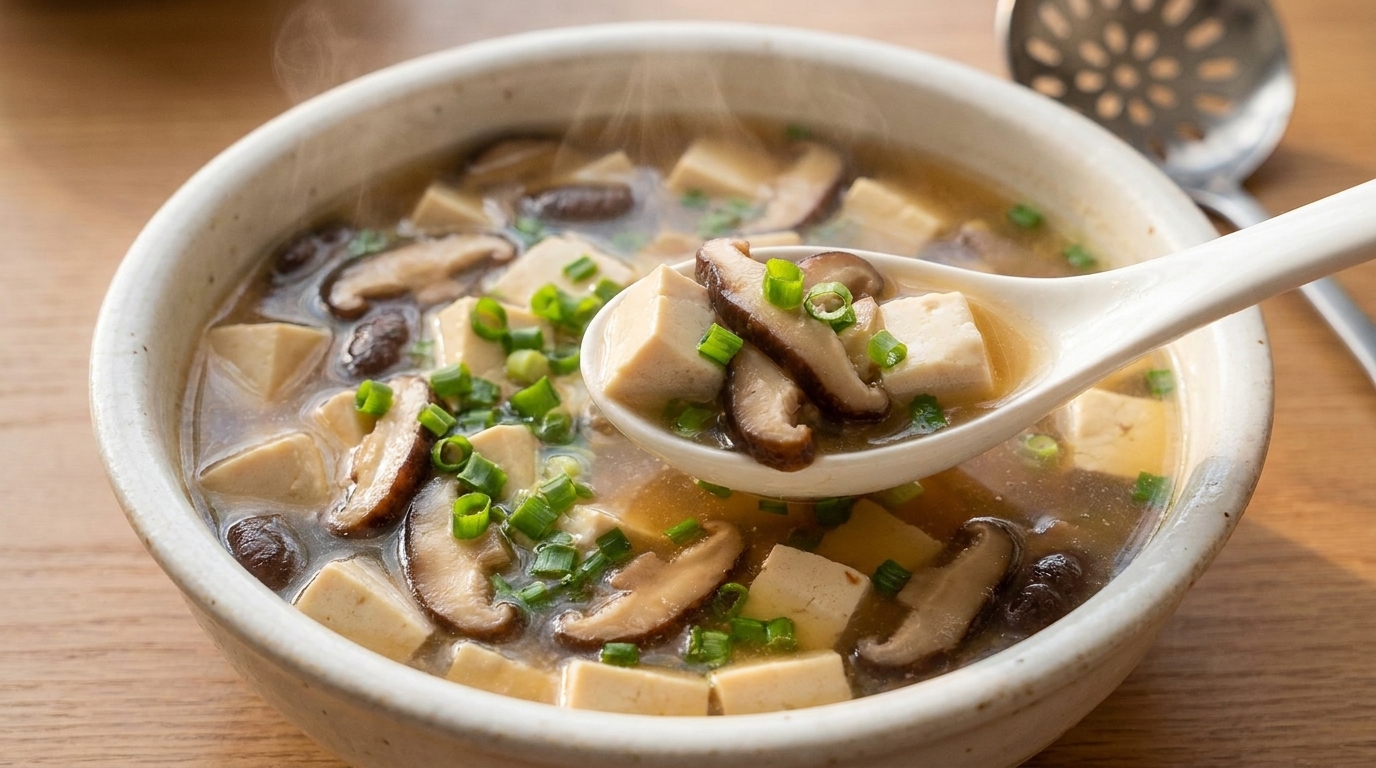 Aromatyczna zupa z grzybami shiitake i tofu