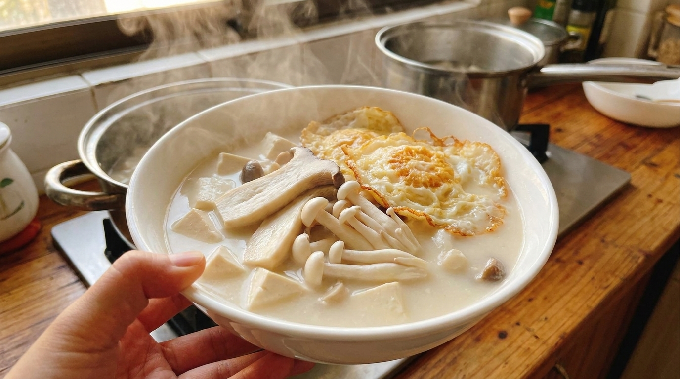 Kremowa zupa z grzybami i tofu