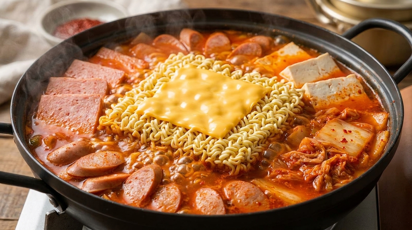 Klasyczny koreański kociołek (Budae Jjigae)