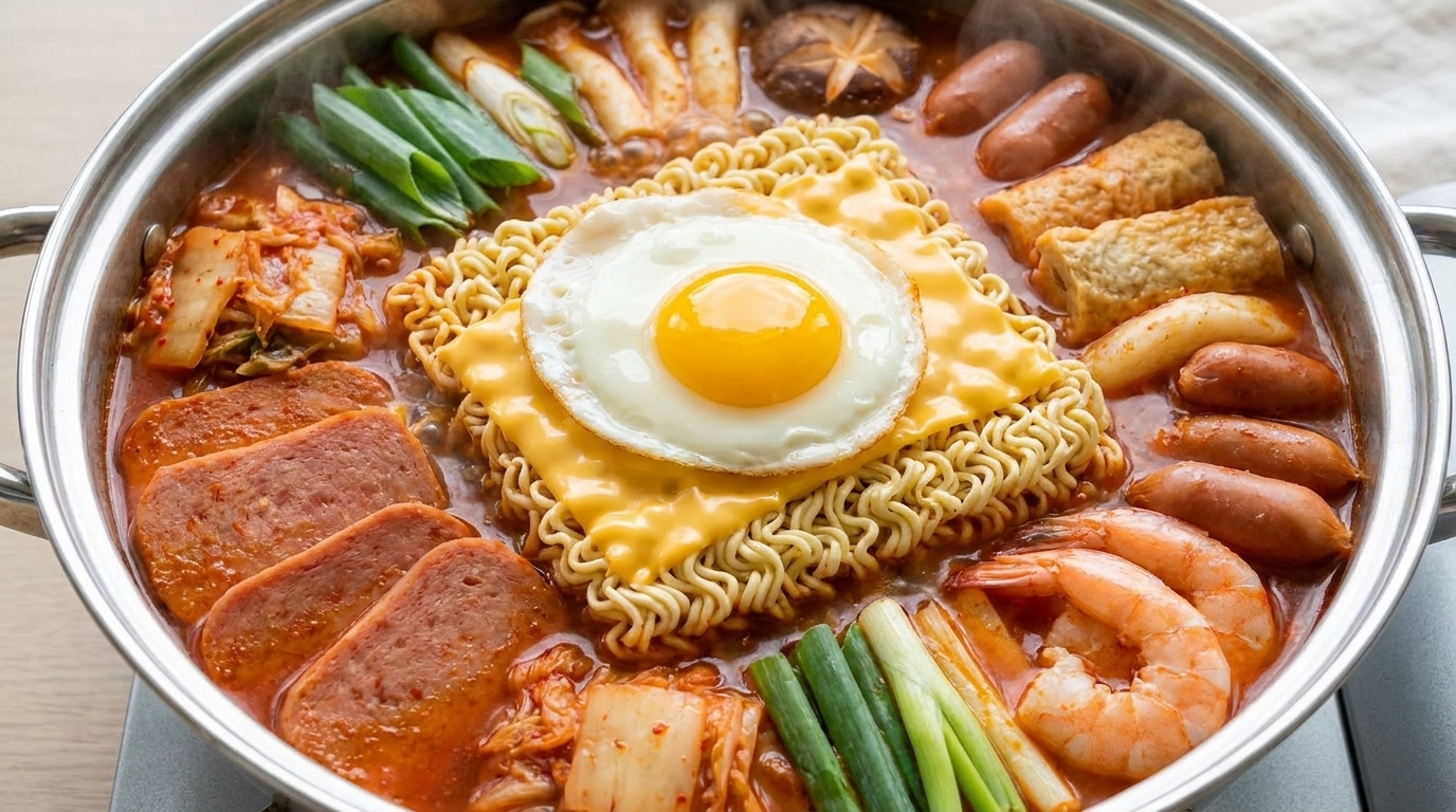 Klasyczny koreański gulasz wojskowy (Budae-jjigae)