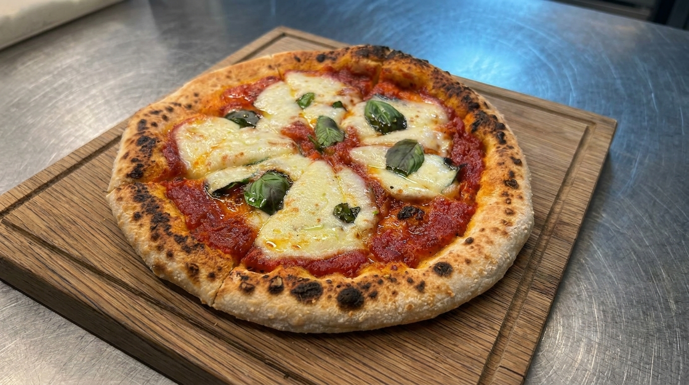 Domowa pizza Margherita z chrupiącymi pęcherzami