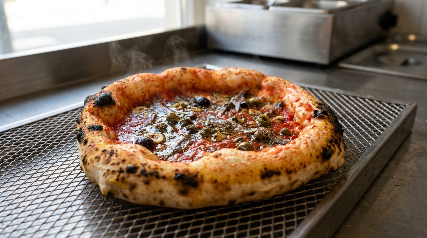 Autentyczna Pizza Neapolitańska z Anchois i Oliwkami (Pizza Napoli)