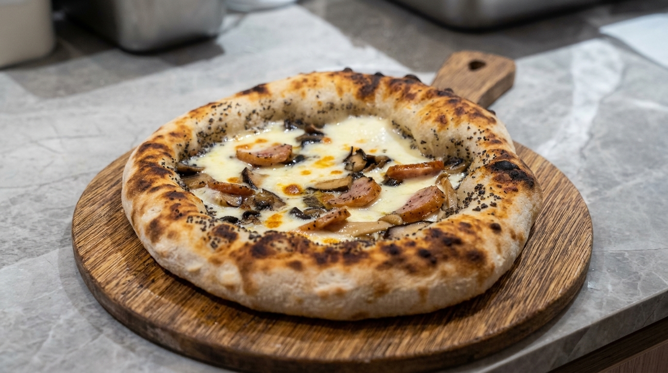 Wykwintna pizza z truflami, grzybami i mozzarellą