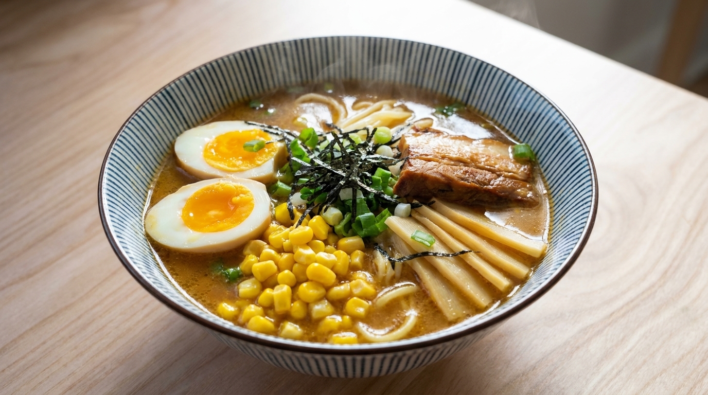 Tradycyjny japoński Miso Ramen z wieprzowiną Chashu