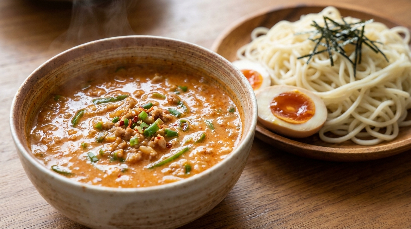 Japoński Tsukemen z Miso i Mlekiem Sojowym (Makaron Maczany)