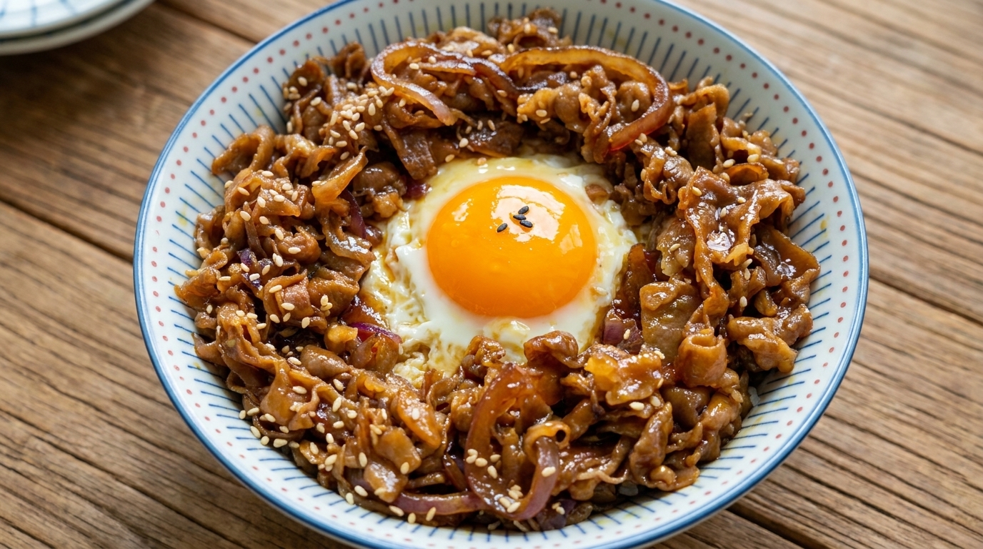 Szybka miska ryżu z wołowiną teriyaki (w stylu Gyudon)