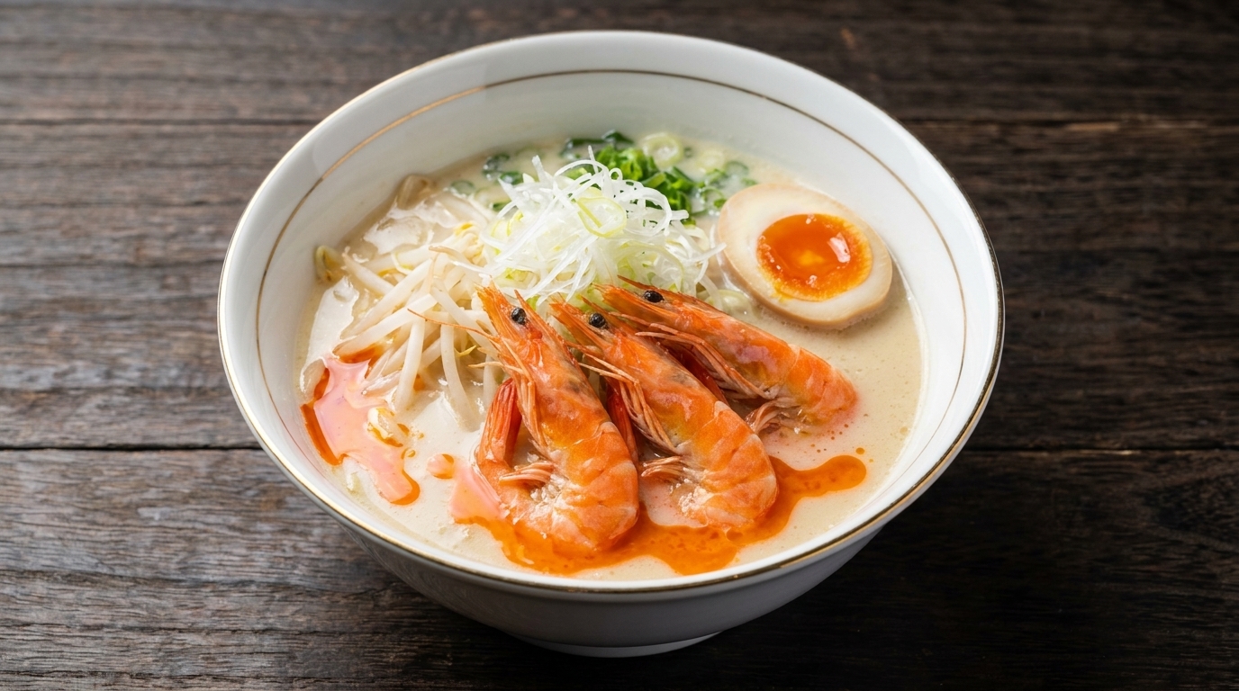 Ebi Paitan Ramen — Kremowy Ramen Drobiowy z Olejem Krewetkowym