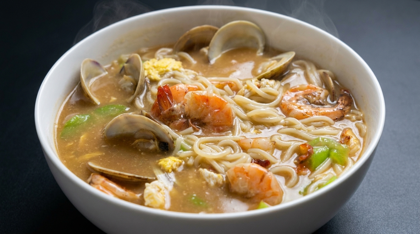 Domowy Ramen z Owocami Morza, Trukwą i Małżami