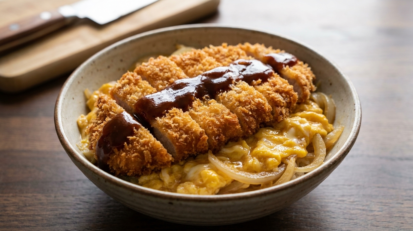 Chrupiący Katsudon (japoński kotlet wieprzowy z kremowym jajkiem)