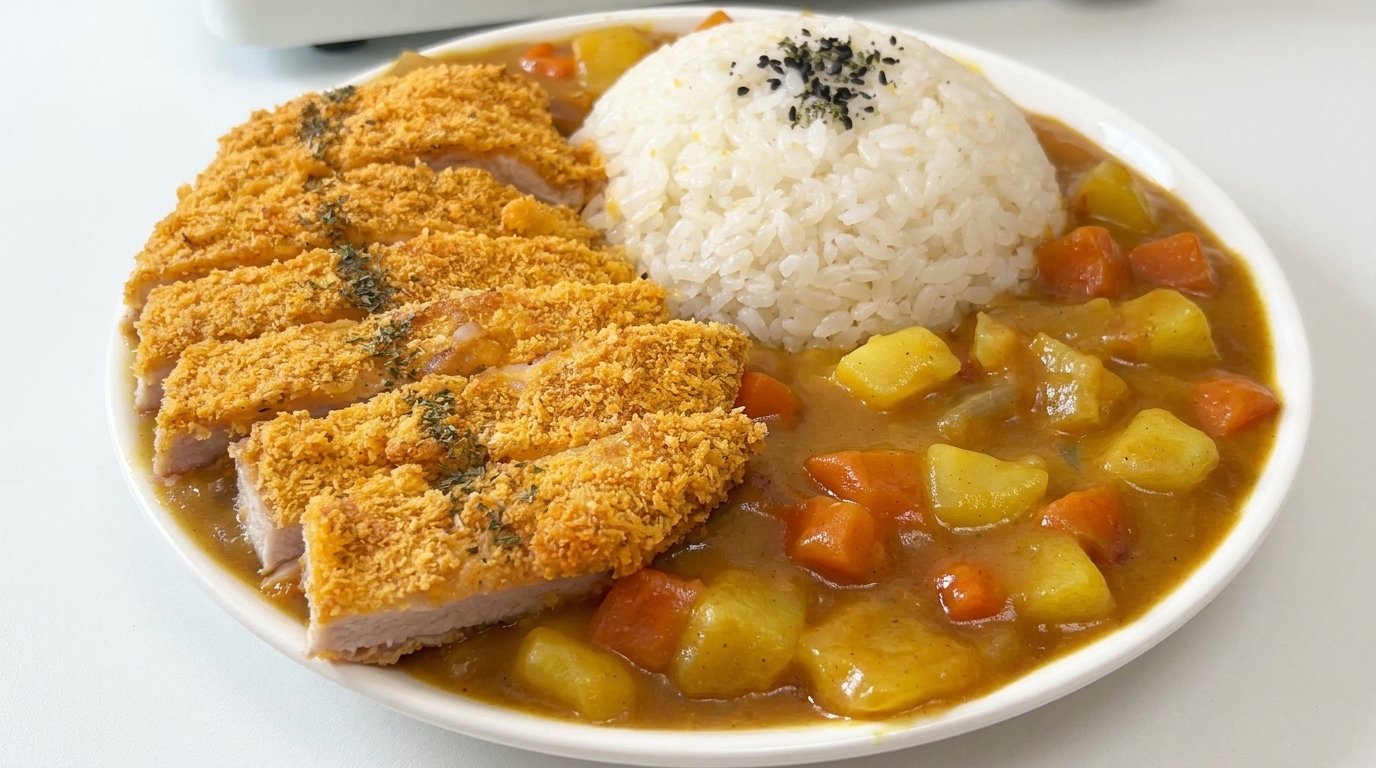 Japońskie curry z kurczakiem katsu i ryżem