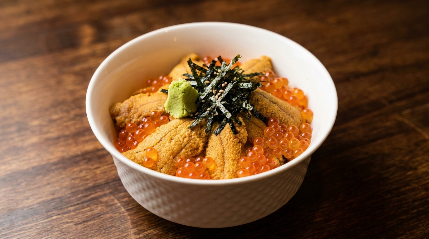 Luksusowe Uni i Ikura Donburi (Miski sushi z jeżowcem i kawiorem z łososia)