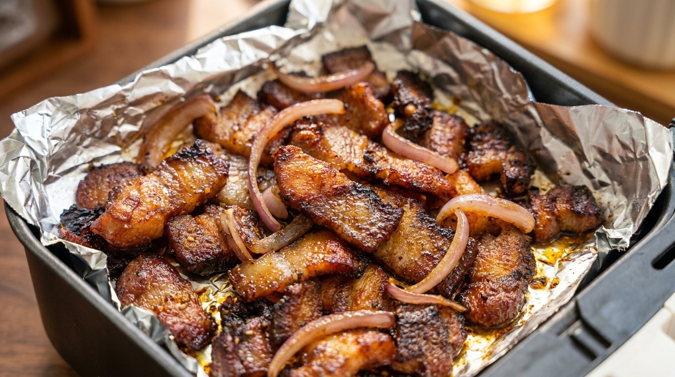 Chrupiący boczek po koreańsku (Samgyeopsal) z frytkownicy beztłuszczowej