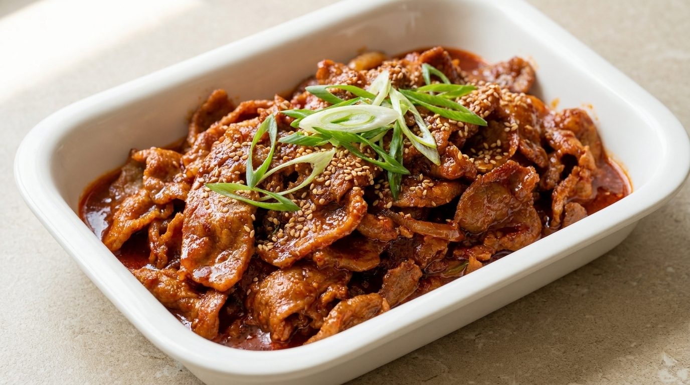 Pikantna koreańska wieprzowina stir-fry (Jeyuk-bokkeum)