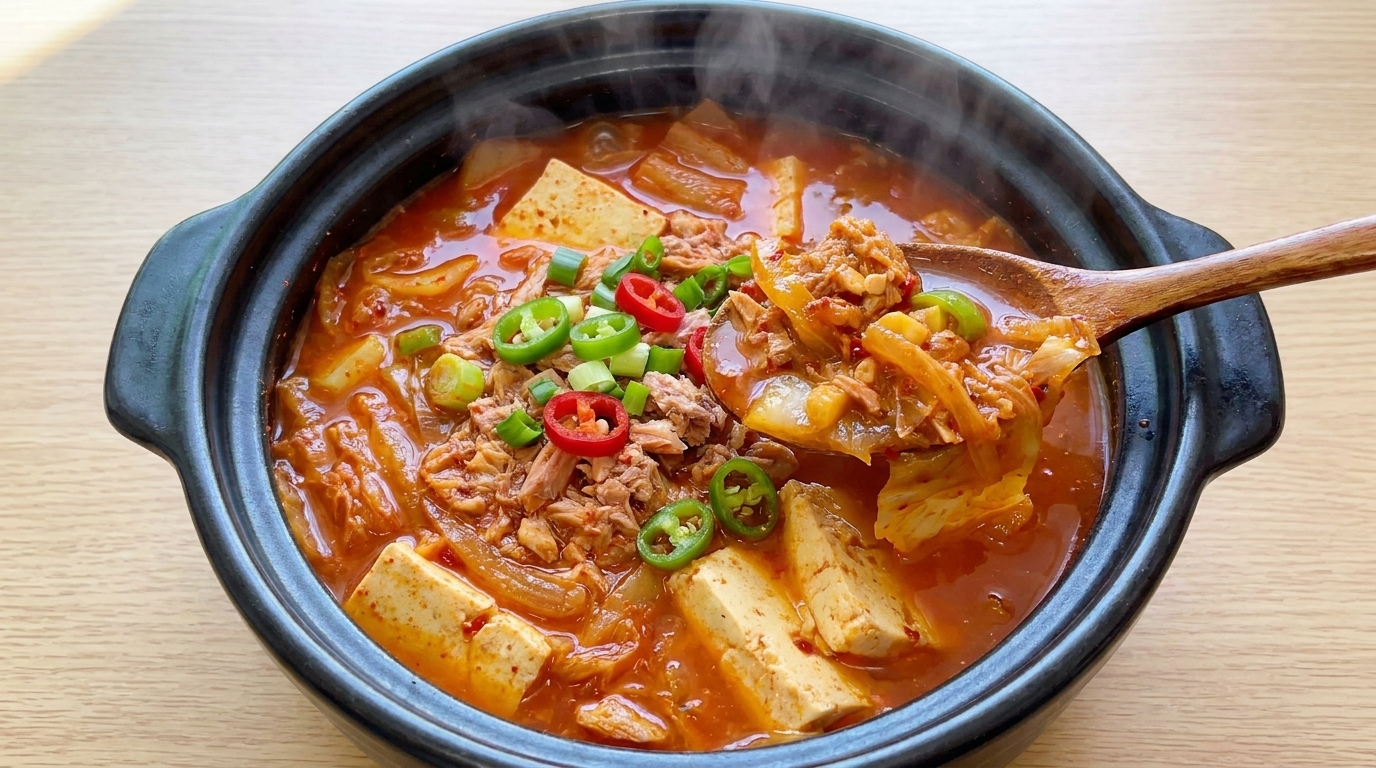 Pyszna zupa kimchi z tuńczykiem (Chamchi Kimchi Jjigae)