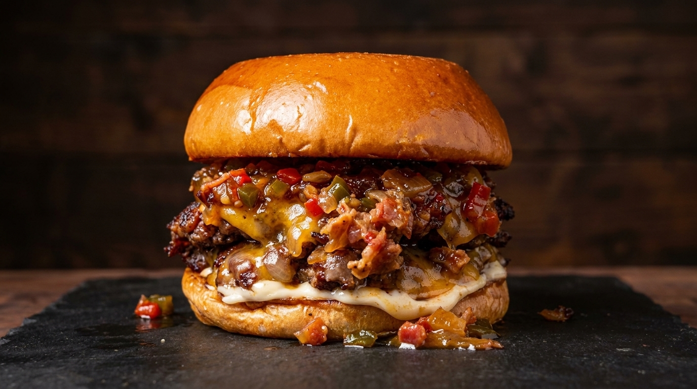 Podwójnie Wędzone Smashburgery z Pikantnym Dżemem Bekonowym