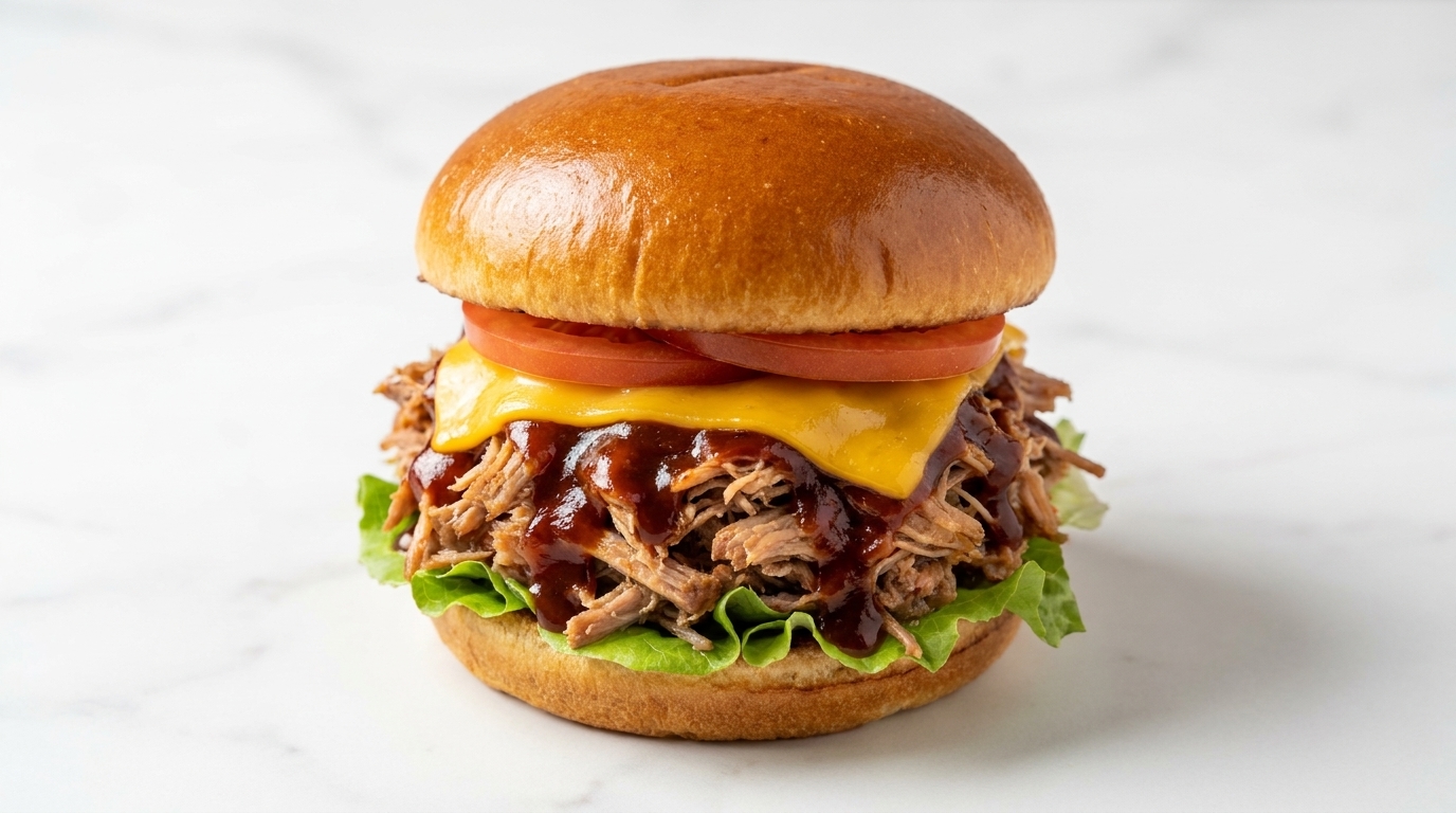 Gourmet Burger z Szarpaną Wieprzowiną BBQ