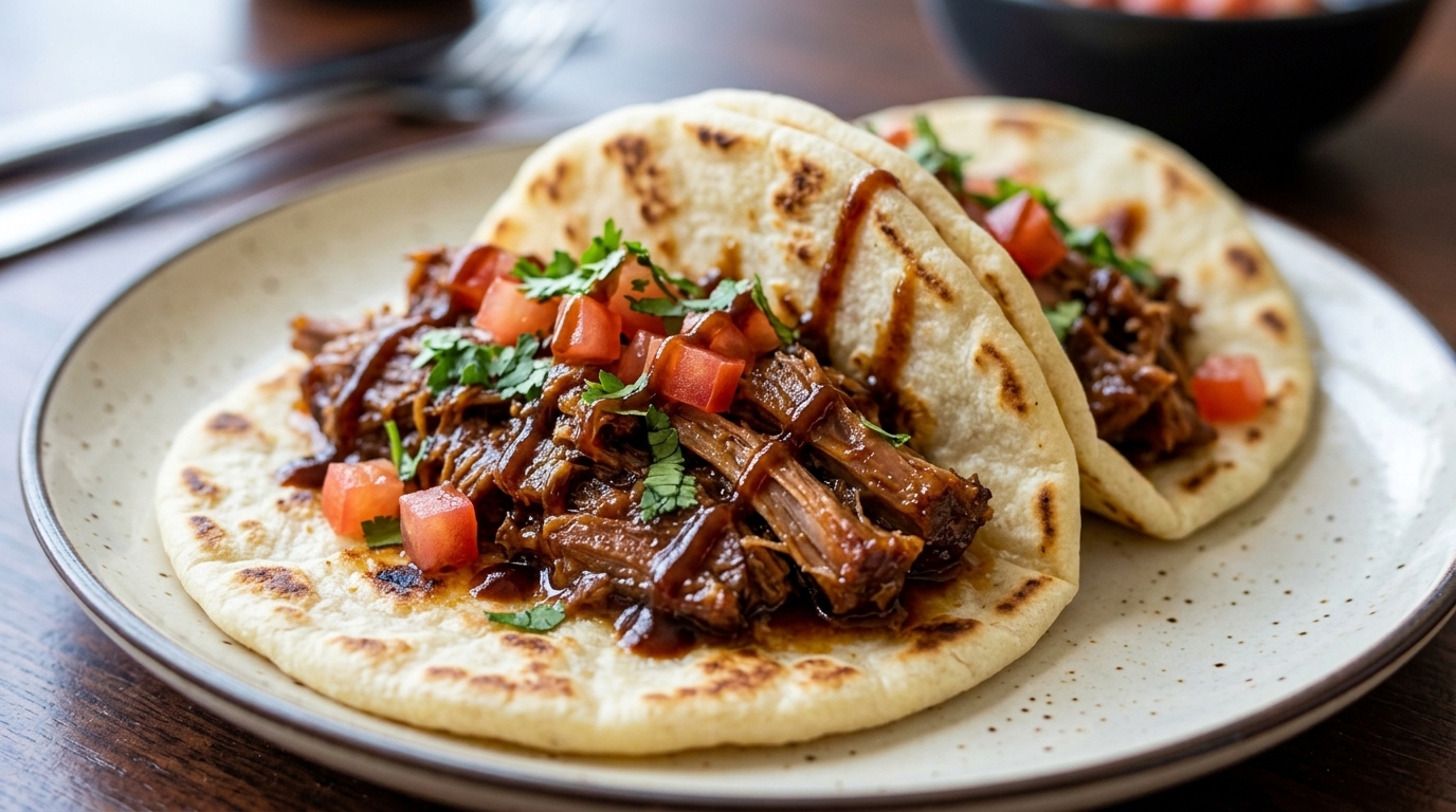Wolno gotowane meksykańskie tacos z szarpaną wieprzowiną