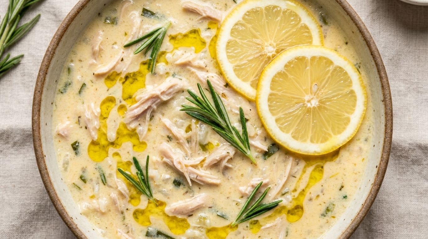 Grecka zupa cytrynowa z kurczakiem (Avgolemono)