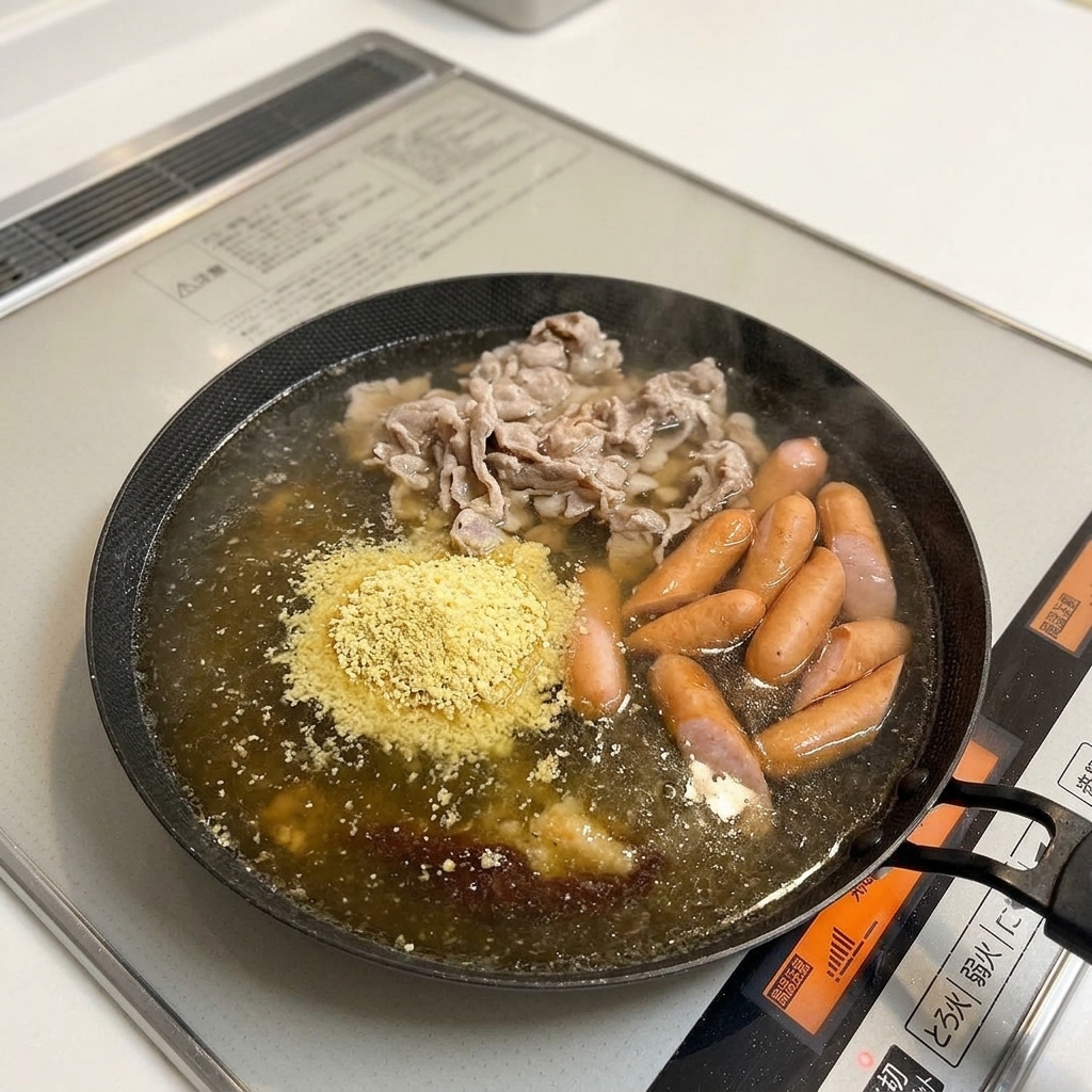 Pasta czosnkowa mieszana z aromatycznym bulionem.