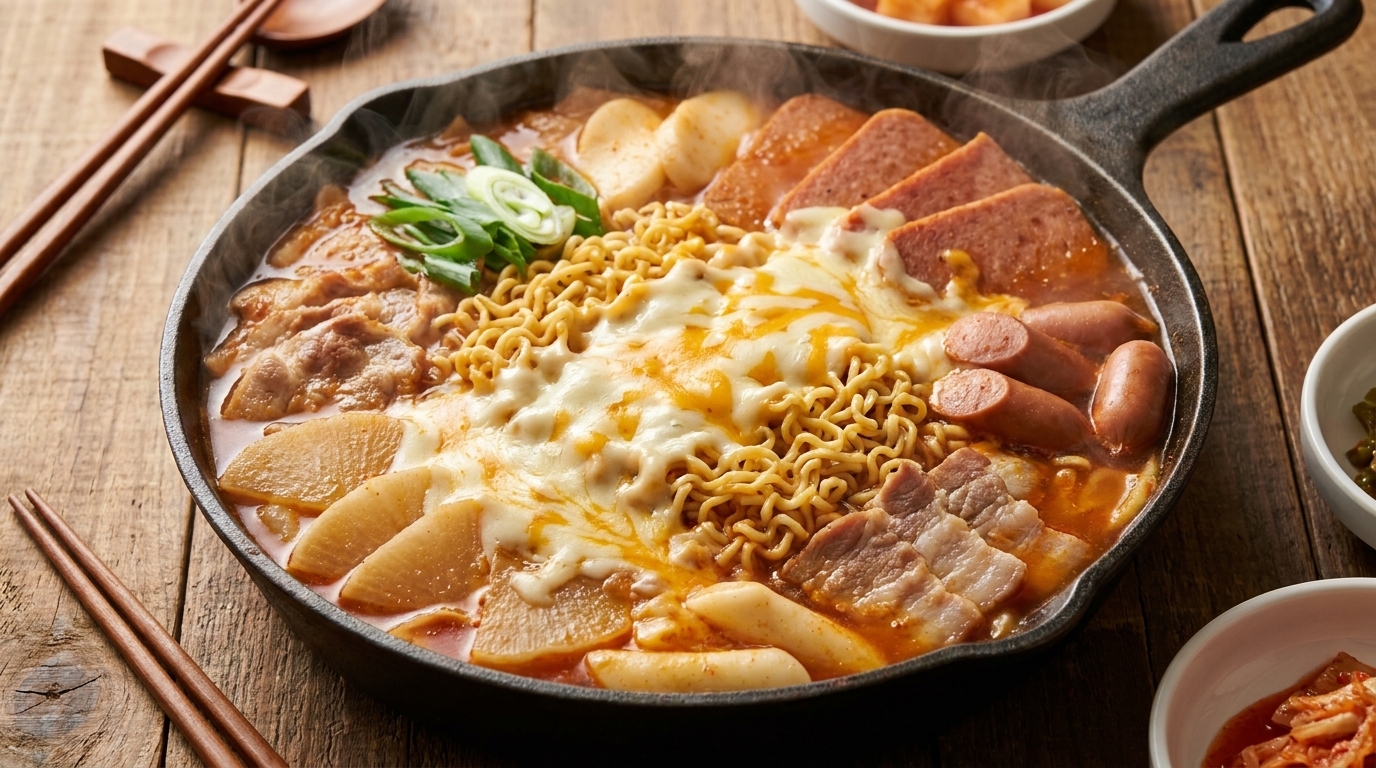 Uproszczone koreańskie gulasz wojskowy (Budae Jjigae)