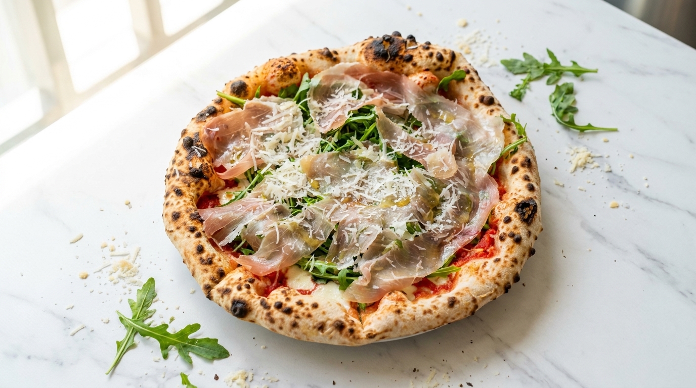 Pizza z rukolą i prosciutto