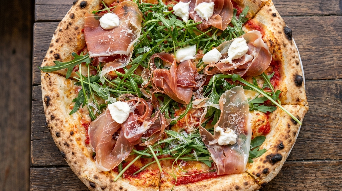 Pizza z rukolą i prosciutto
