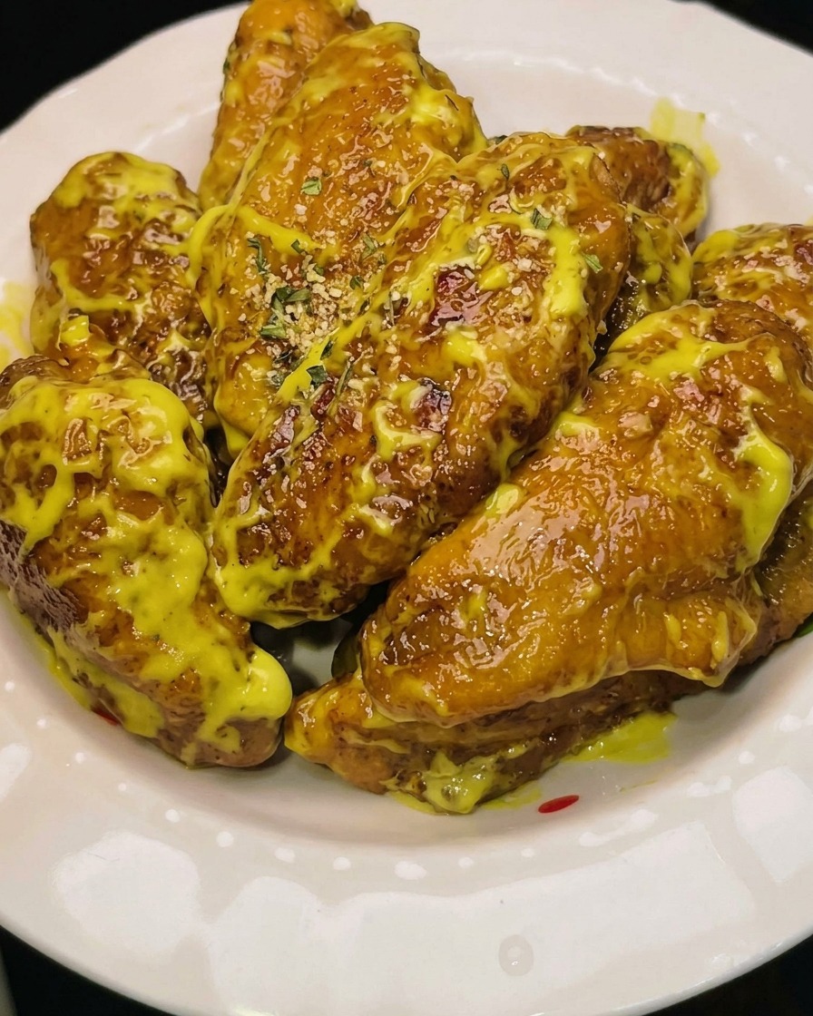 Dodawanie mąki tempura do wypłukanych skrzydełek w misce ze stali nierdzewnej.
