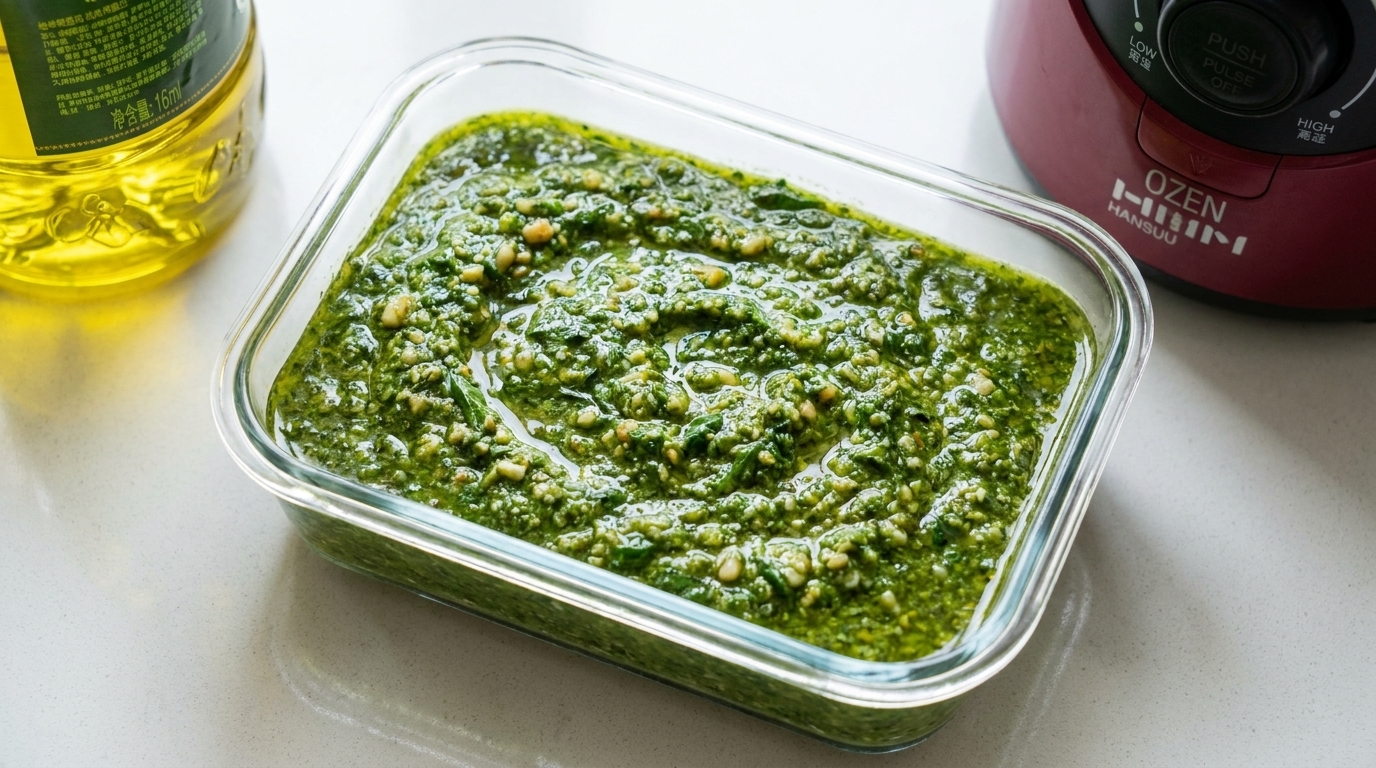 Świeże domowe pesto bazyliowe
