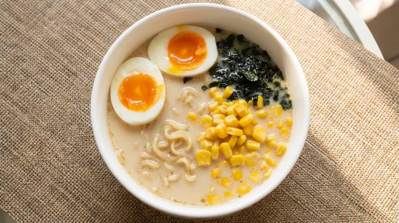 Błyskawiczny kremowy ramen tonkotsu z majonezem