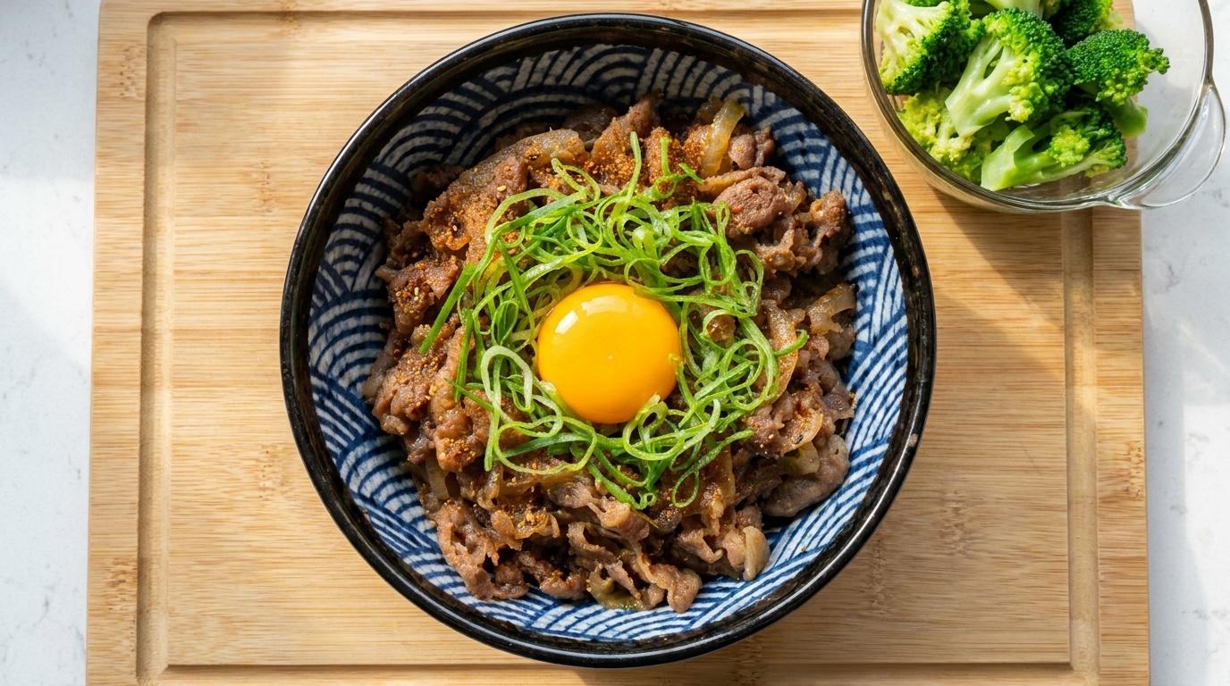 Klasyczna Japońska Wołowina z Ryżem (Gyudon)