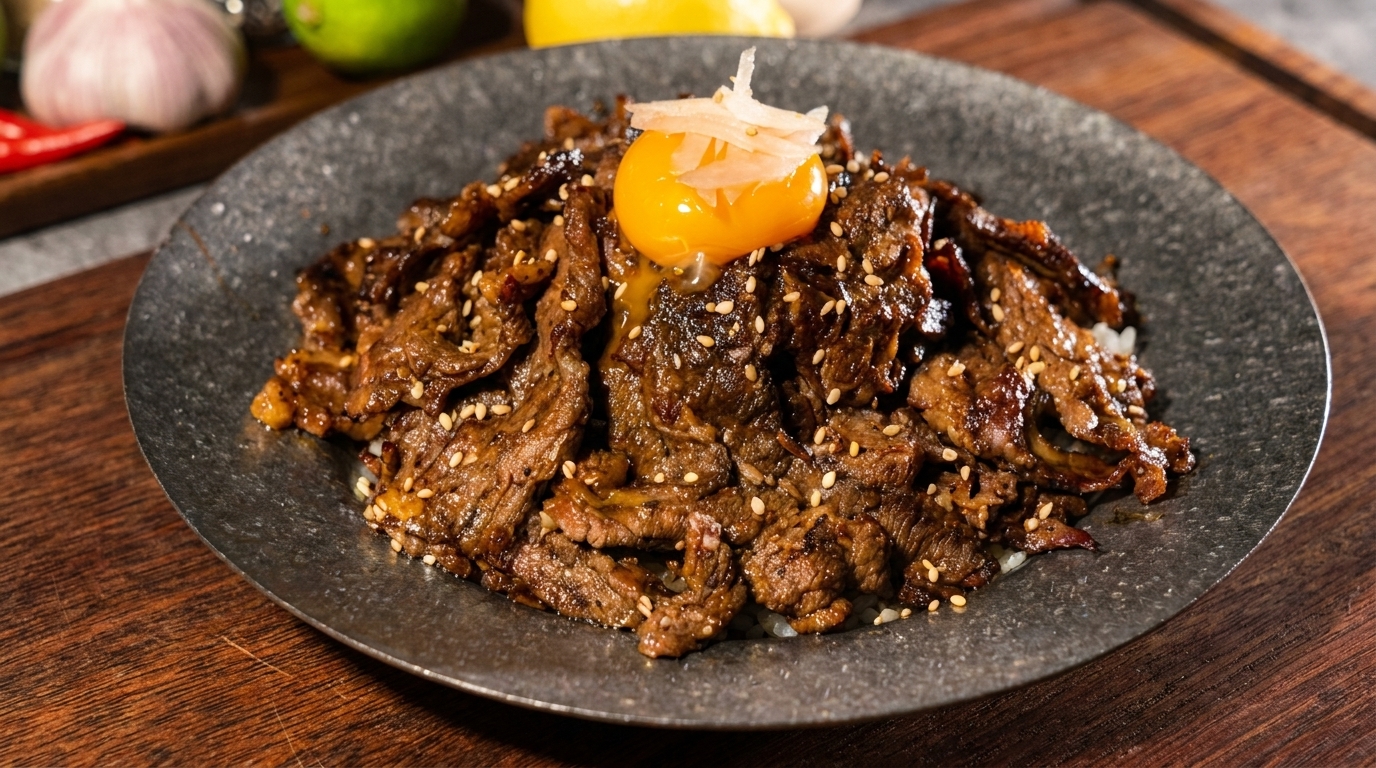 Japońska wołowina z ryżem (Gyudon)