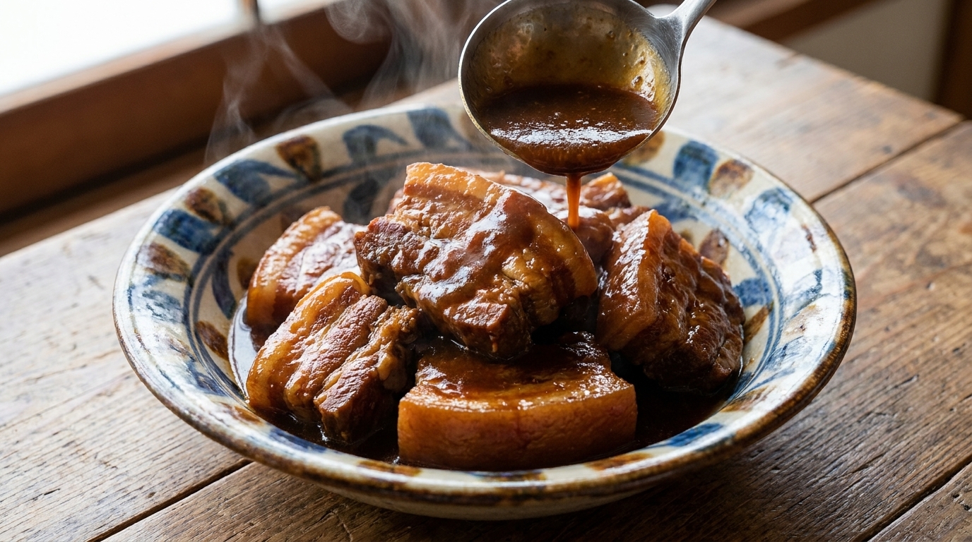 Japoński boczek duszony w miso (Buta no Kakuni)