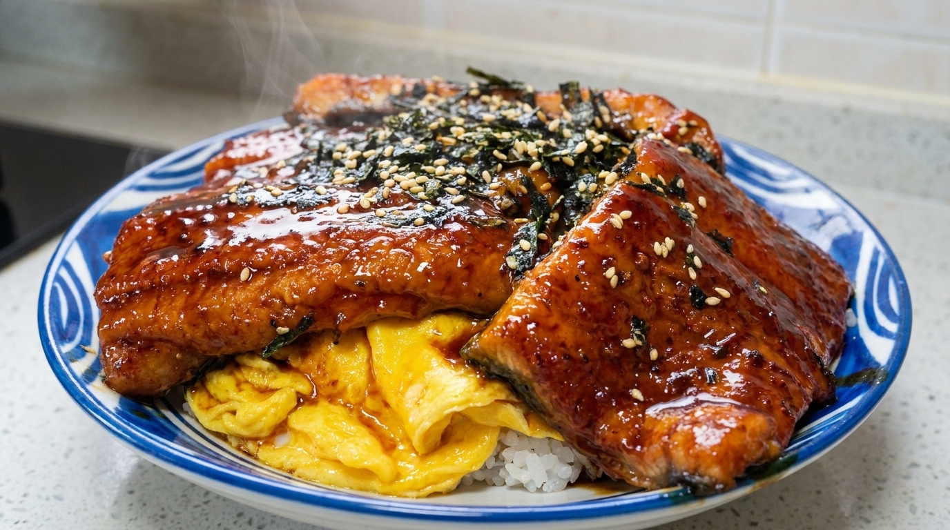 Prosta miseczka z grillowanym węgorzem (Unagi Don)