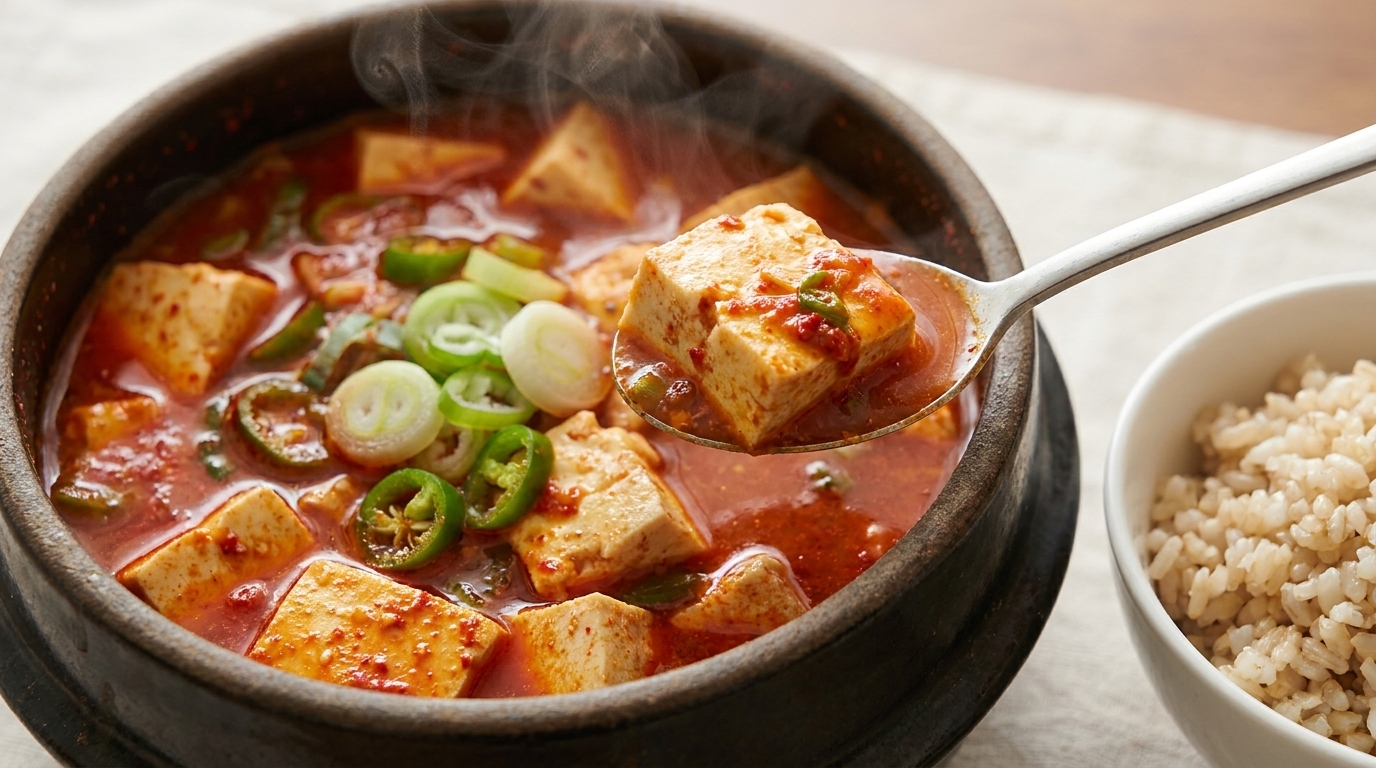 Koreański gulasz z miękkiego tofu (Sundubu-jjigae)