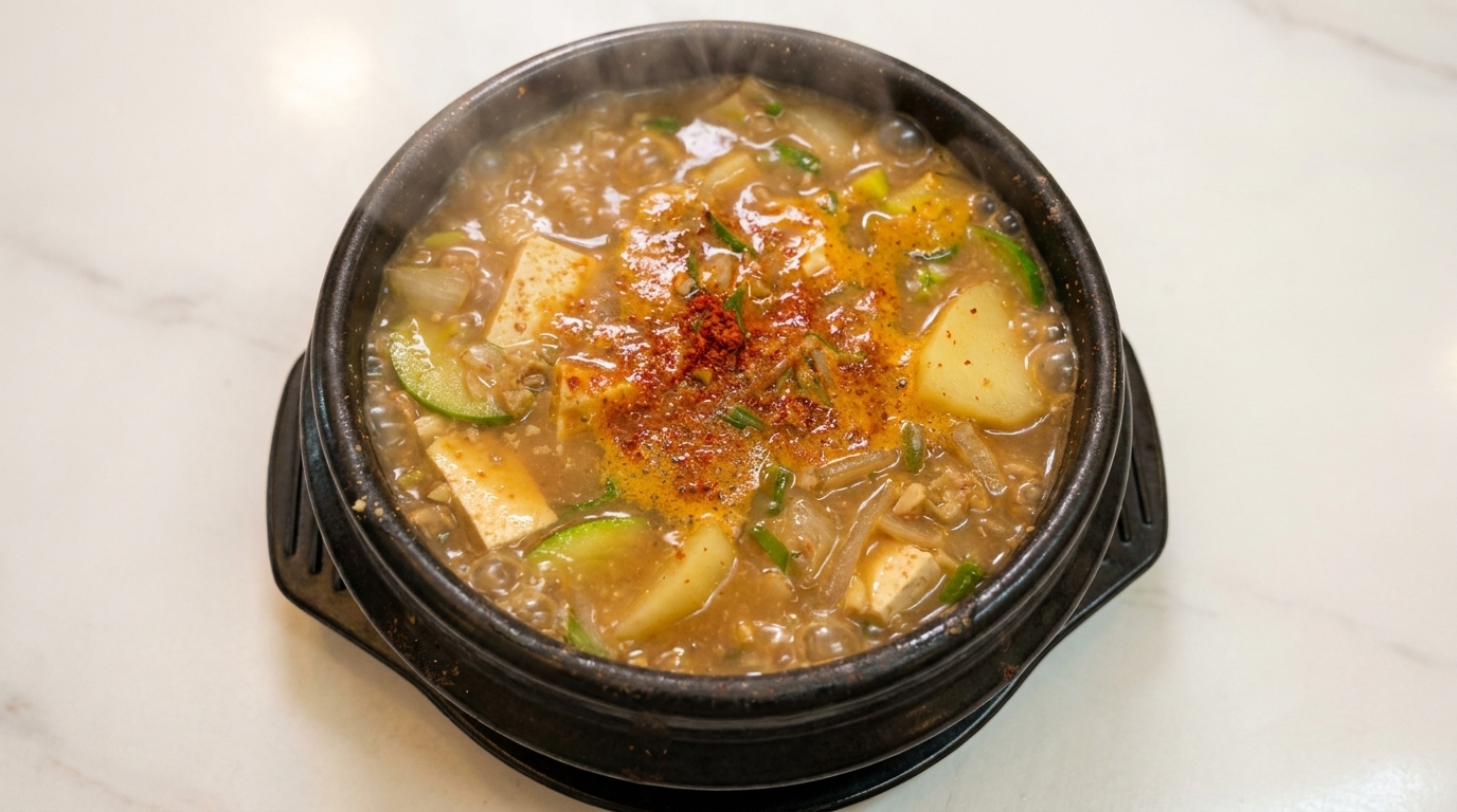 Tradycyjny koreański gulasz z pasty sojowej (Doenjang-jjigae)