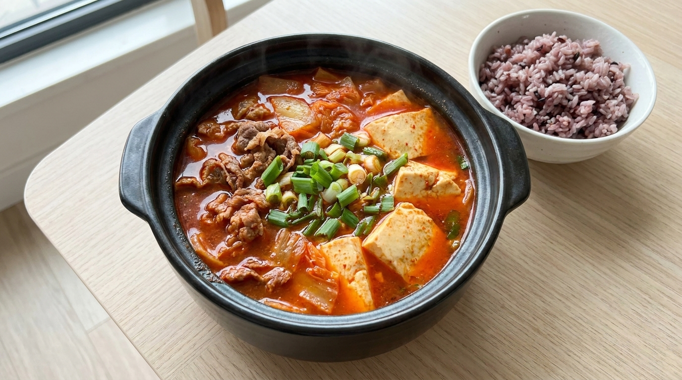 Niskokaloryczna koreańska zupa tofu na ostro