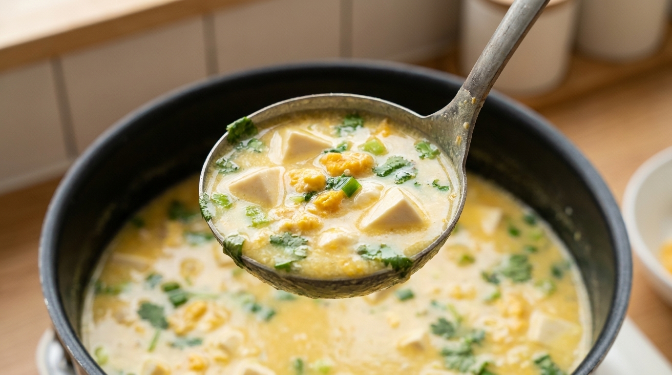 Aksamitna zupa z tofu i solonymi jajkami