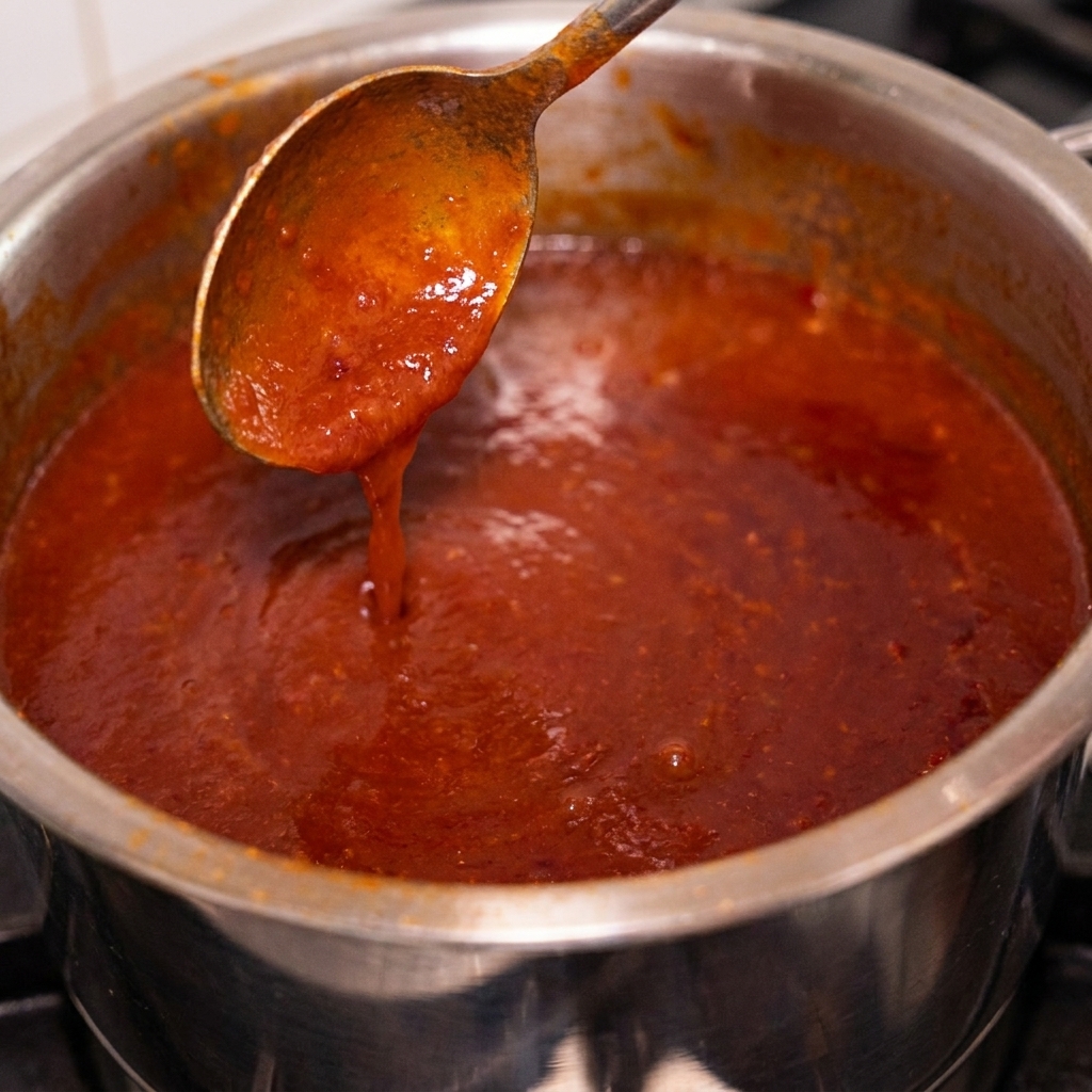 Doprawiony kotlet smażący się na gorącej patelni, z wyraźną brązową skórką.