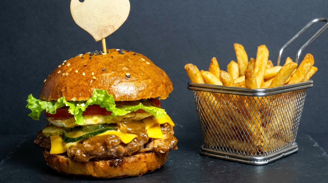 Wykwintny burger z udkiem z kurczaka w stylu teriyaki