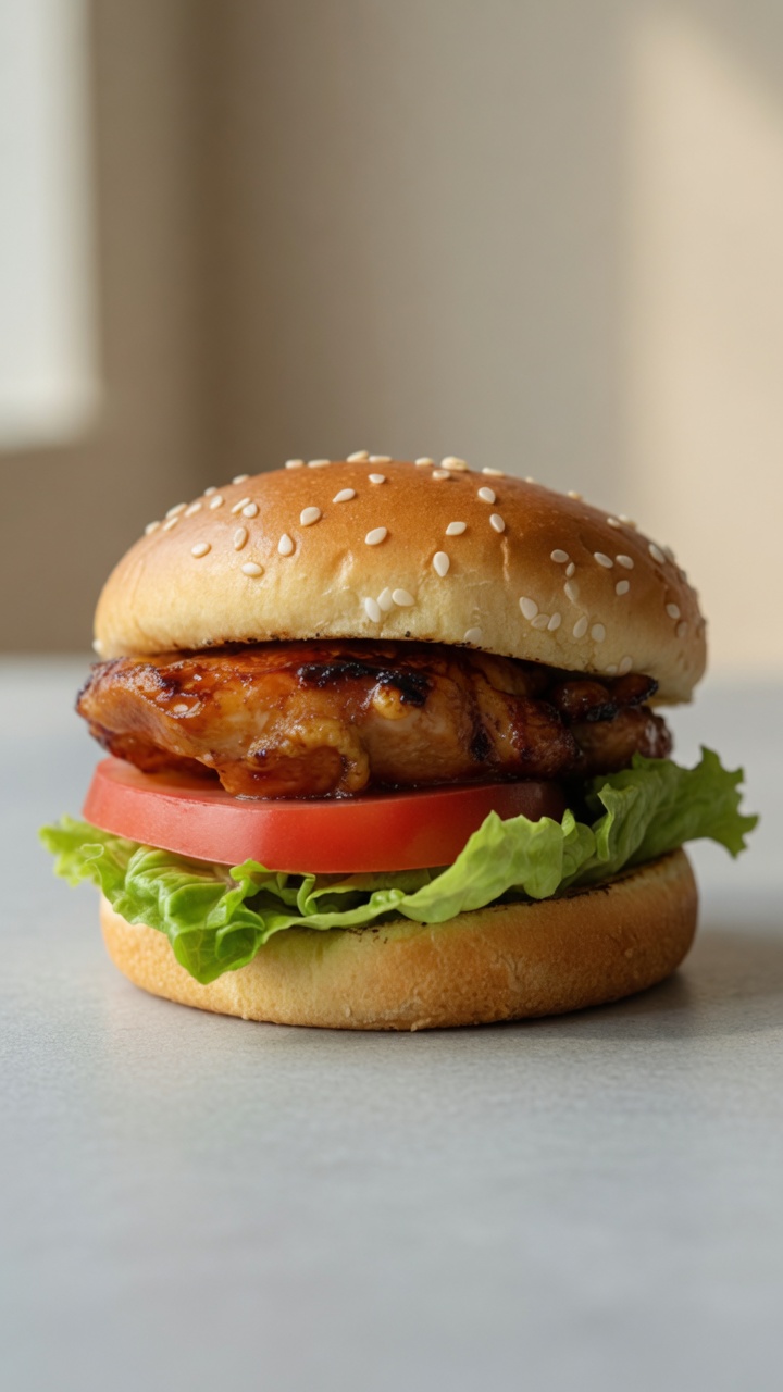 Aromatyczny burger z kurczakiem teriyaki