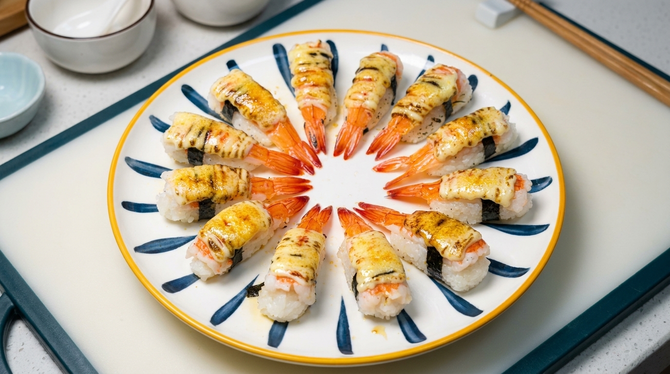 Aburi Sushi z Karmelizowanymi Krewetkami