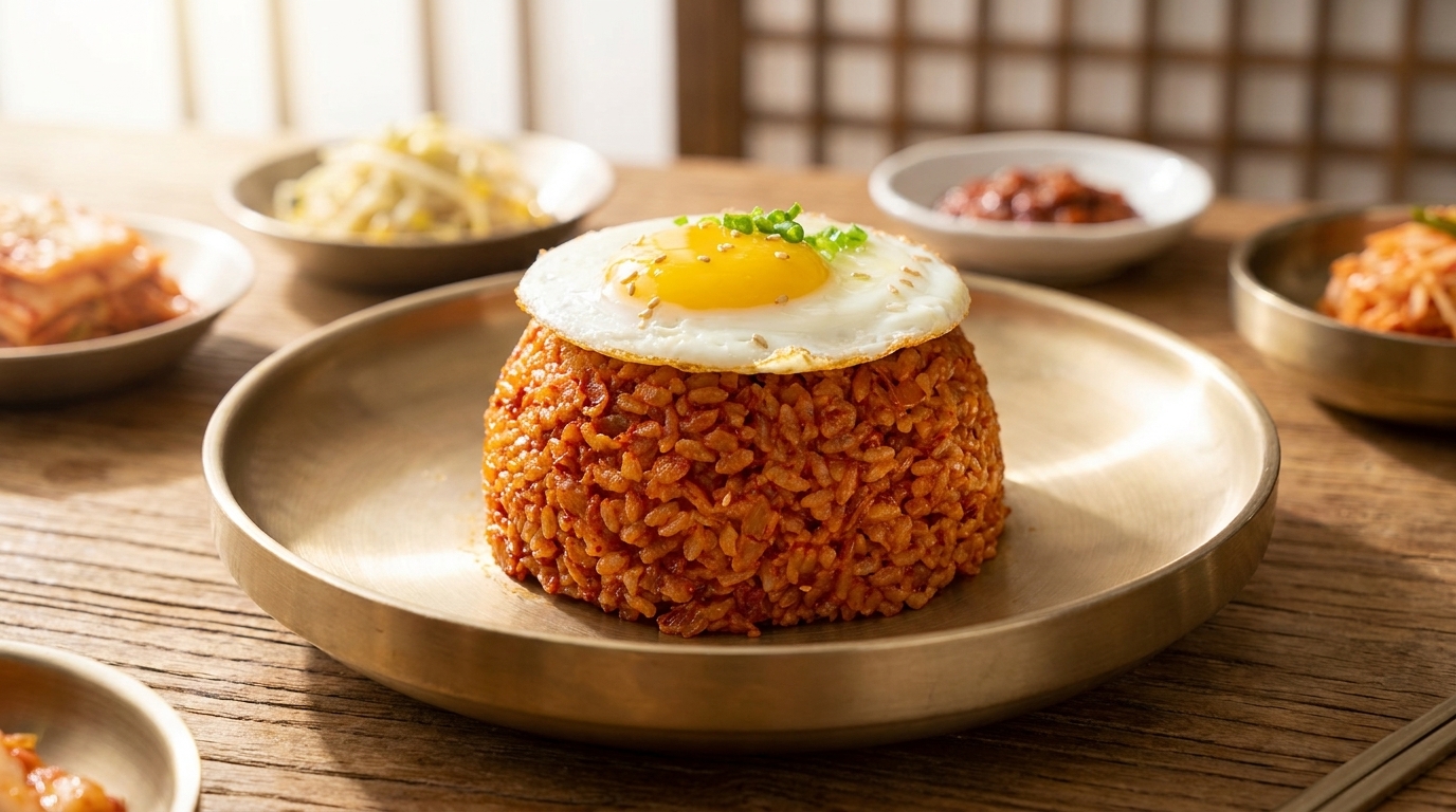 Klasyczny koreański smażony ryż z kimchi (Kimchi Bokkeumbap)