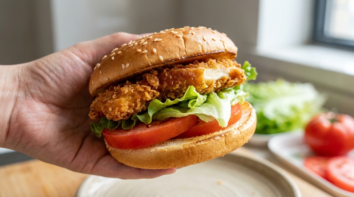 Domowy chrupiący burger z kurczakiem