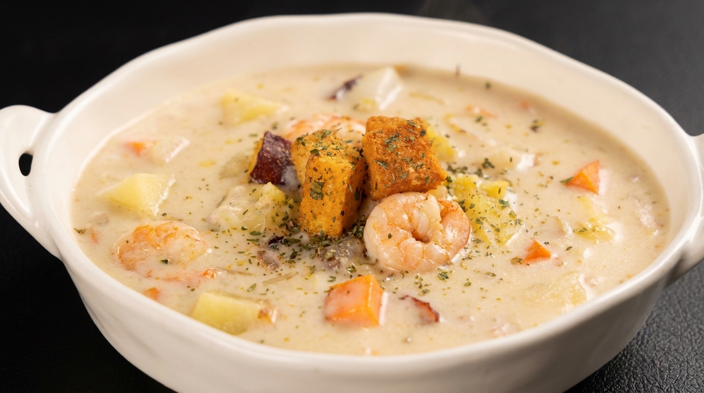 Kremowy chowder z owocami morza