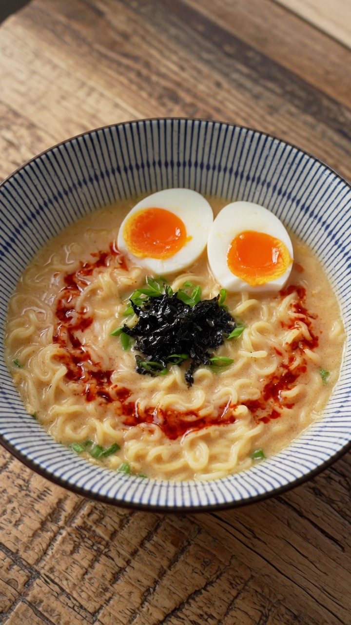 Szybki ramen w stylu kremowego Tonkotsu